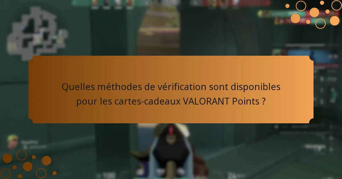 Quelles méthodes de vérification sont disponibles pour les cartes-cadeaux VALORANT Points ?